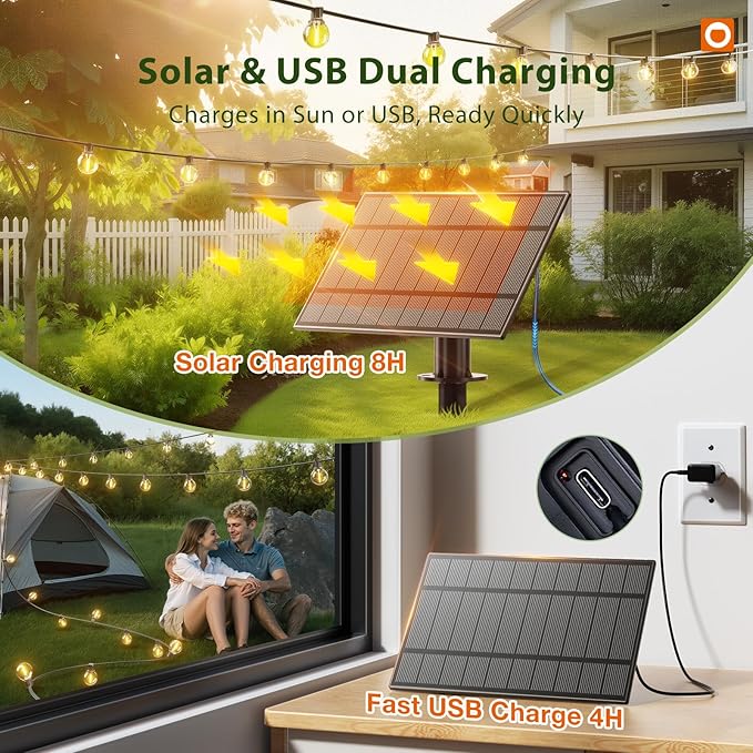 addlon 100FT Solar String Lights Outdoor with Remote, 54 LED Shatterproof Bulbs, Dimmable & Timable, 3 Light Modes, G40 Waterproof Solar String Lights for Outside Backyard Party Decor