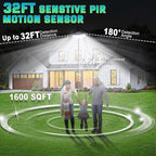 Solar Lights Outdoor Waterproof Motion Sensor - 416 LEDs 3000 Lumens Super Bright 3 Brightness 3 Modes 2400mAh 360° Illumination 32ft Solar Flood Security Light for Outside (‎With Remote Control, 1)