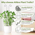 Larger 23.6in Plant Trellis for Climbing Plants Indoor Outdoor, 4 Pack Expandable Metal Trellis for Potted Plants - Sturdy Rustproof Plant Support for Pothos Ivy Hoya Monstera, Houseplant Decor