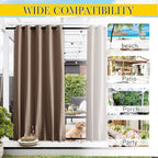 NICETOWN 2 Panels Weighted Blackout Outdoor Curtains for Patio Waterproof, Grommet & Back Tab on Top & Bottom Windproof Sound/Light Blocking for Porch with Bouns Rope for Fixed, Tan, W66 x L84