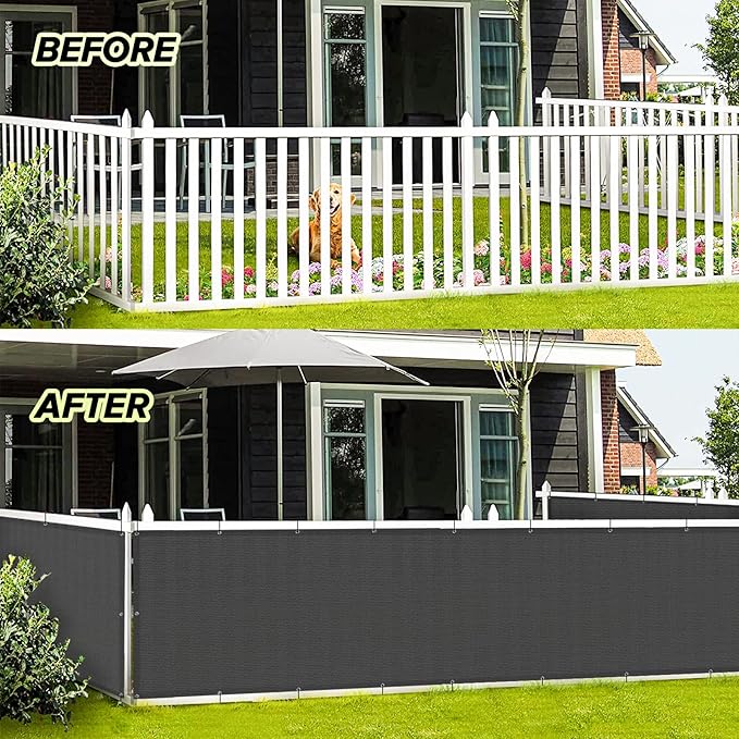 LOVE STORY Balcony Privacy Screen, 3'x7' Deck Shield Screen Fence Cover,UV Protection and Weather-Resistant,3 FT Height for Deck, Patio, Backyard, Outdoor Pool, Porch, Railing, Dark Grey