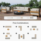 Acanva Modern Outdoor Patio Furniture Set, All-Weather Aluminium Conversation Sectional Sofa with Thick Cushions for Backyard, Garden, Porch, 4 Seats, Beige