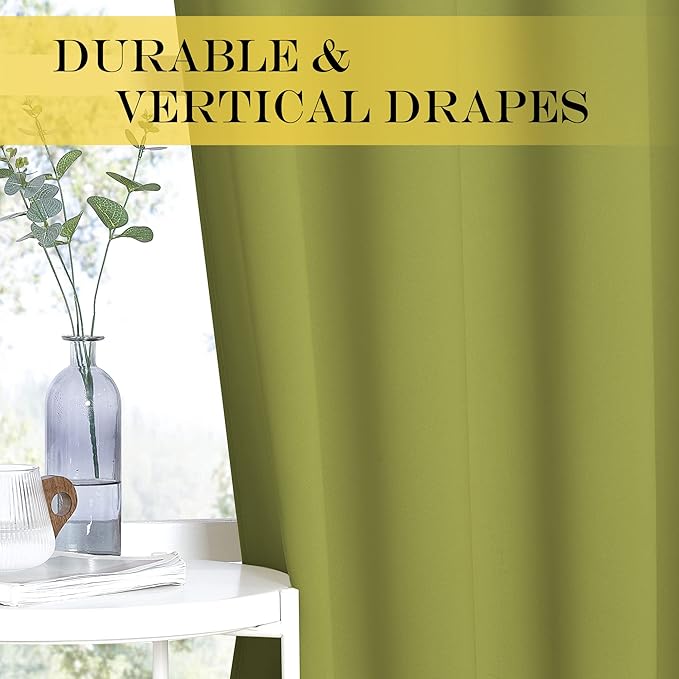 NICETOWN Blackout Sliding Glass Door Curtains, Room Darkening Thermal Insulated Curtains for Living Room Bedroom, Extra Wide Window Drapes, 1 Panel, W80 x L118, Fresh Green