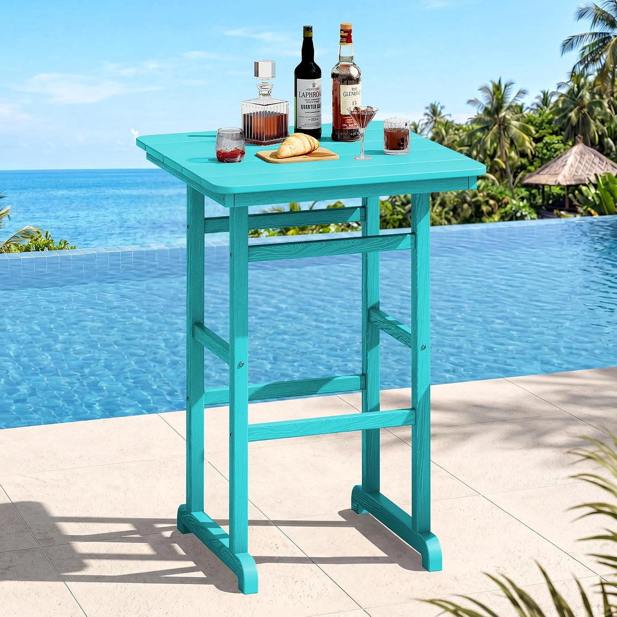 serwall hdpe 41.7" bar height table with umbrella, main product view