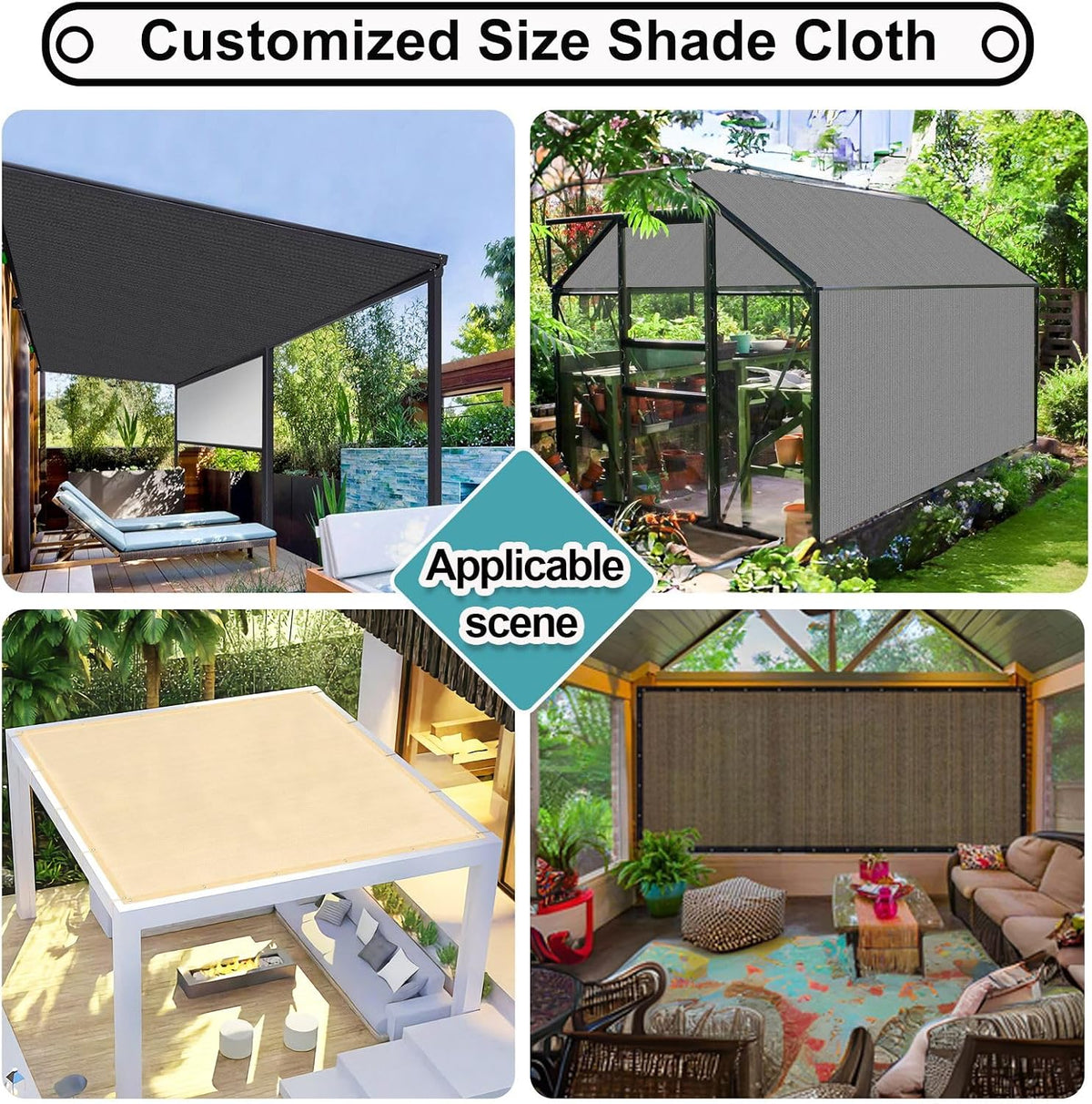 shade&beyond 90% sun shade cloth with grommets, 8', front angle view