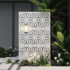 qinptwut 72" metal privacy screen, outdoor freestanding privacy shown in use