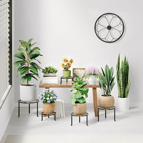 5 Pack Metal Plant Stand for Heavy Potted Plant for Home Indoor and Outdoor, Multiple Heavy Duty Flower Pot Stand,Multiple Plant Display Rack