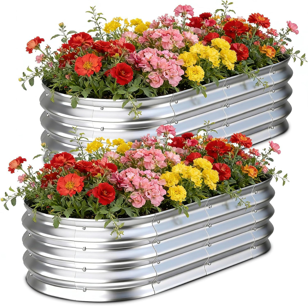 galvanized raised garden bed outdoor, 4x2x1ft(2pack) metal heavy, main product view