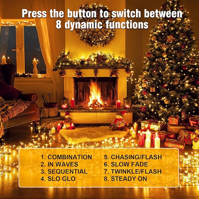 Nisocy 33FT LED String Lights Outdoor Waterproof – Warm White Fairy Lights with Plug, Connectable Christmas Tree Lights for Patio, Garden, Bedroom, Wedding, Party, Decor