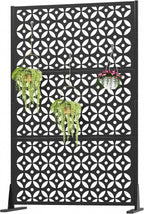 6ft black freestanding metal outdoor privacy screen, cross, main product view