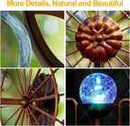 LimeHill Solar Wind Spinners Outdoor, Metal Large Wind Spinner with Stake, Garden Spinner Windmill for Yard, Gift for Family Friends (22" W x 87" H)