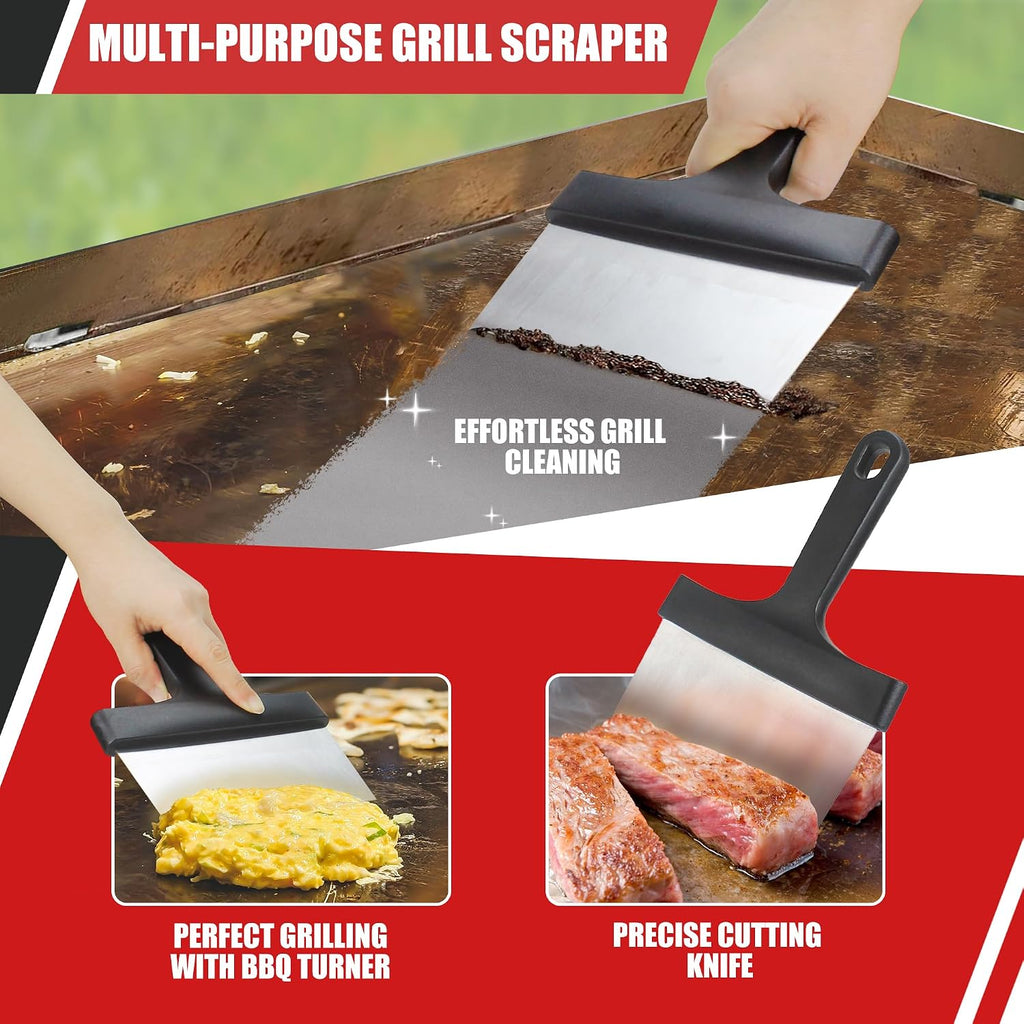 Griddle Cleaning Kit for Blackstone, Scraper, Scour Pads, Grill Brush 18Pcs | Blackstone griddle accessories. Cast iron cleaner & pumice stone bricks for outdoor BBQ, camping, backyard flat top grills.