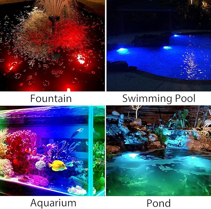 Solar Pond Lights, 18 LED Super Bright RGB LED Underwater Spotlights Color Changing Submersible Pond Light IP68 Waterproof Fountain Lights for Fish Aquarium Tank Garden Yard Pool (2-in-1)