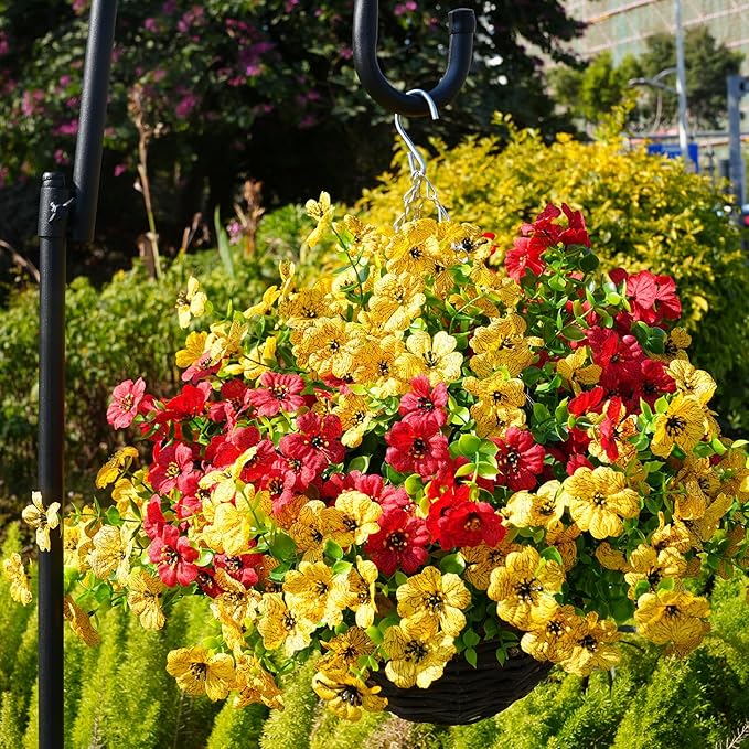 Artificial Flowers for Outdoor, UV Resistant Fake Silk Flowers, Realistic Faux Plants for Outside Indoor Porch Patio Window Box Planter Home Decor (20, Yellow)