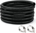 1/2 Inch Pond Tubing – 10ft Heavy Duty PVC Corrugated Pond Hose with 2 Stainless Steel Hose Clamps, Kink-Proof Black Pump Tubing for Garden Ponds, Waterfalls, Filters & Drainage