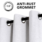 H.VERSAILTEX Linen Curtains 100% Blackout Curtains for Bedroom 63 inch Long Full Light Blocking Nature Linen Blended Window Curtains for Living Room Nickel Grommet (2 Panels, Heathered White)
