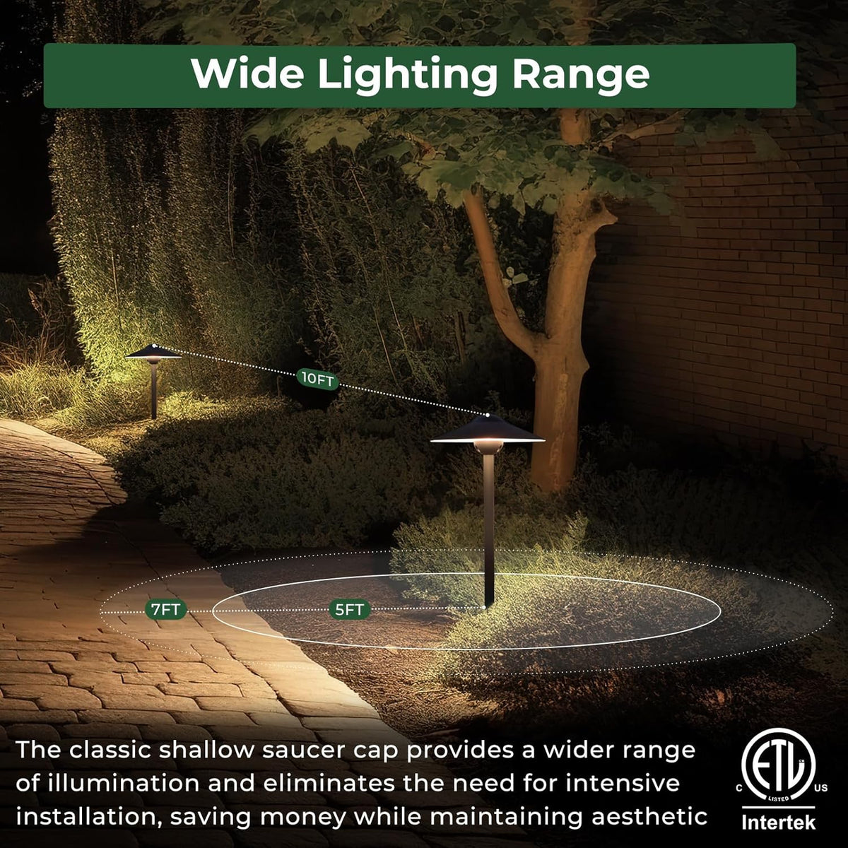 Low Voltage Pathway Lights (8.5'' Shade, 21.5'' Tall)，12V Outdoor LED Landscape Path Lights Wired, Aluminum Pathway Lighting with 3W 2700K Replaceable Bulb for Walkway Garden Yard, 6 Pack