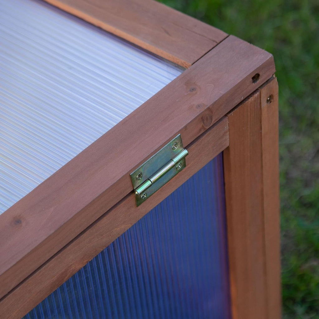 outsunny wooden framed polycarbonate cold frame greenhouse for, view 9