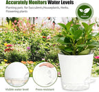 Plant Pots 7 Inch Self Watering Pots, 6 Pack Plastic Planters with Drainage Holes and Clear Saucers,Plastic Flower Pots for Indoor Out Door Plants(White)