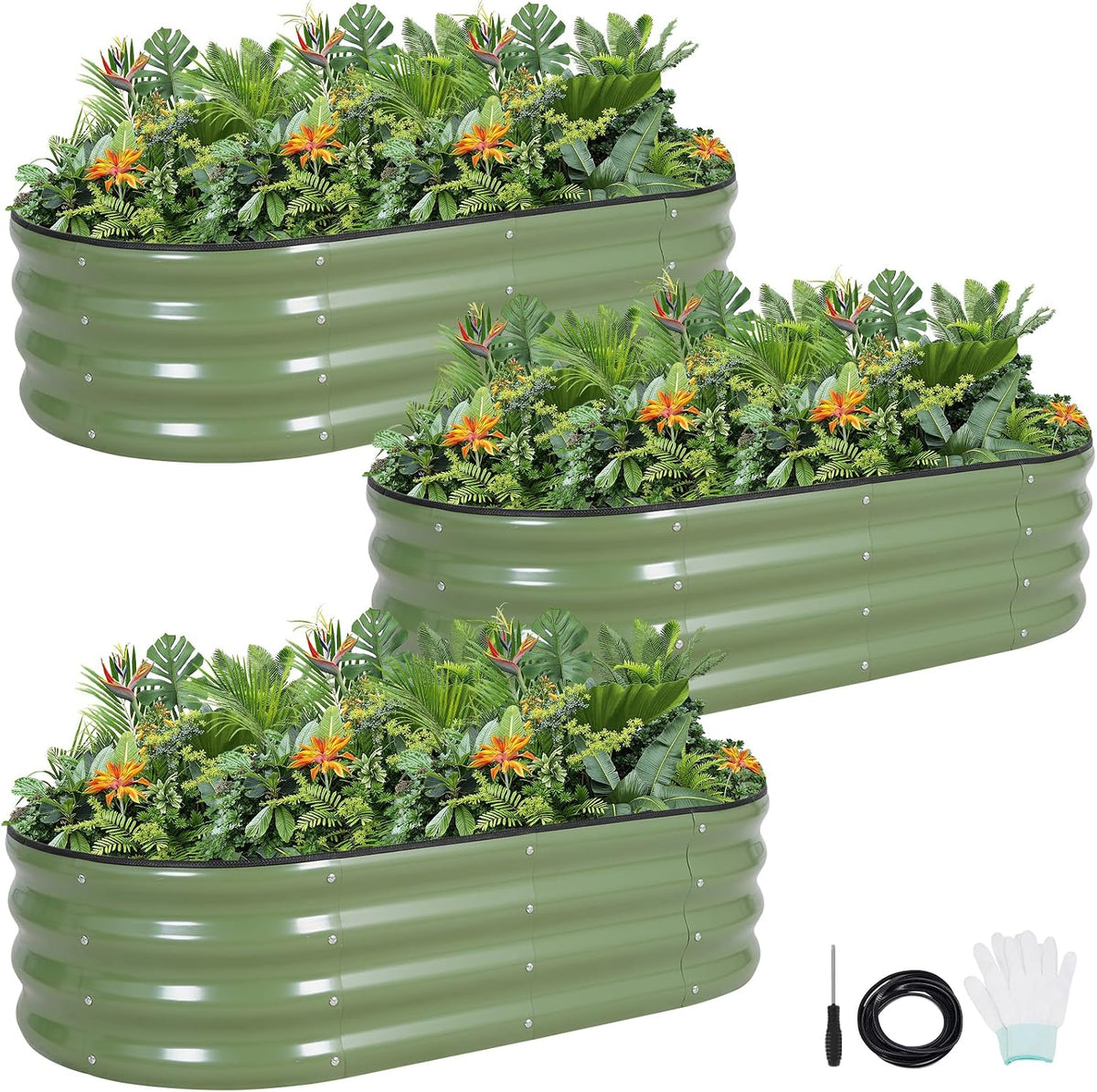 g good gain 3pcs raised garden beds, metal, main product view
