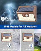 Peasur Solar Lights Outdoor Motion Sensor, 12Pack 140LED Waterproof Solar Powered Fence Lights, 3 Modes Solar Security Wall Lights for Garden Yard Outside(Brown Warm White)