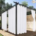 HolidayIdeas Outdoor Curtains for Patio Waterproof, 2 Panels - 84 x 84 Inch - Privacy Protection & Light Filtering Curtains Grommet Outside Curtains for Porch, Gazebo, Pergola, Backyard (White)