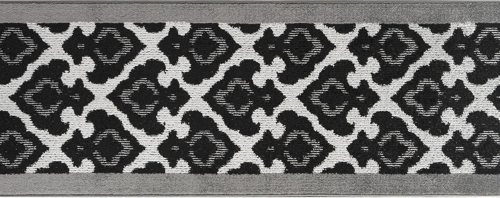 Custom Length Cut to Size Fleur de Lis Inspired Carpet Runner Rug for Hallways, Non Slip Rubber Backed, 31 inch Wide X Customized Length, Royal Grey, 31 inch X 10 feet