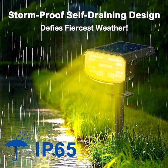 Solar Lights Outdoor Waterproof IP65, Super Bright LED, 3000K 2 Lighting Modes, Solar Powered Yard Garden Solar Spot Lights for Outside Landscape Auto On/Off -8 Pack