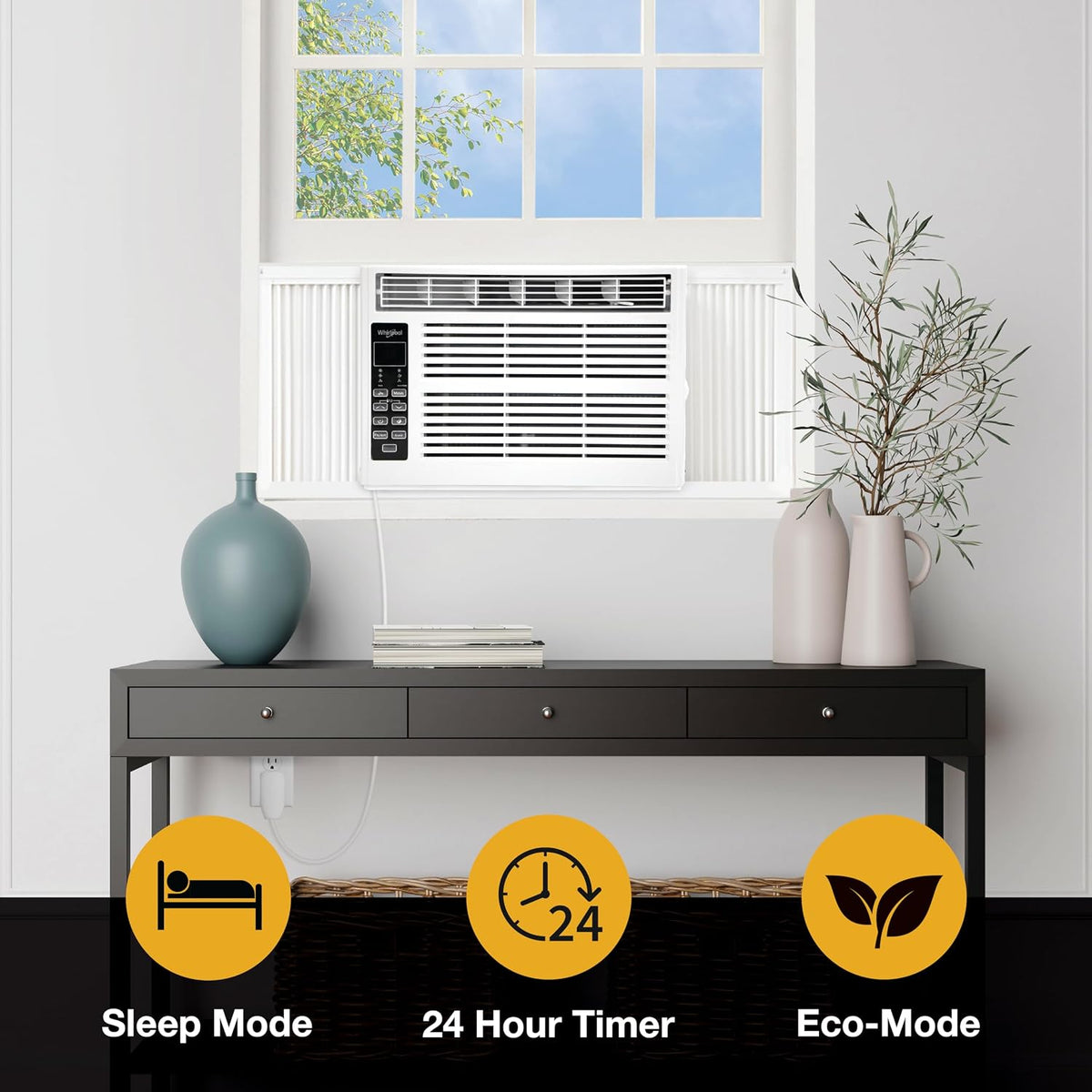 whirlpool 6,000 btu window air conditioner with dehumidifier, view 10