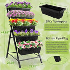 Homdox 2 Pack Vertical Garden Bed, 5 Tiers Vertical Raised Garden Planter, 23 * 26 * 45Inch Outdoor Garden Raised Bed with 4 Hooks, Vegetable Flower Planter Raised Stand for Garden Patio Yard, Black