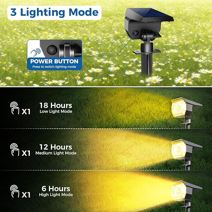 12 Pack Solar Spot Lights Outdoor, Solar Spotlights Outdoor Waterproof 2-in-1 Auto On/Off Landscape Lighting for Outside Yard Wall Garden Pathway(Warm White)