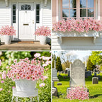 MACTING Artificial Flowers for Outdoors 6 Bundles UV Resistant Fake Flowers No Fade Faux Plastic Flowers for Hanging Planters Window Patio Porch Yard Garden Indoor Outside Spring Decoration,Pink