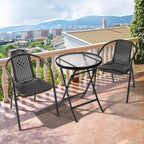 VINGLI PE Rattan Outdoor Dining Chairs Set of 4, Plastic Stackable Patio Chairs for Indoor, Porch, Restaurant, Garden, Black