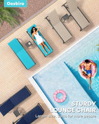 Aluminum Chaise Lounge Outdoor Set of 2, Foldable & Assembly Free Patio Pool Lounge Chairs 5-Position Recliner for Outside Poolside, Fully Grounded Legs Sun Lounger for Beach, Yard, Lake Blue