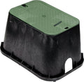 Rectangular Jumbo Valve Box and Cover, 15 in. x 22 in., 12 in. Height, Irrigation Control Valve Lettering, Black Box with Green Overlapping Cover