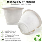 Plastic Flower Pots Planters for Indoor Plants, 4 Pack 16 Inch White Plant Pots with Drainage Hole & Tray, Modern Decorative Large Plant Pot with Saucer for Indoor Outdoor Plants Garden House Planter