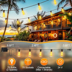 Outdoor String Led Patio Lights - 200Ft 60M Outside Waterproof Light ST38 Shatterproof Bulb Connectable Hanging Outdoor Electric Lighting for Backyard Yard Gazebo Porch Party