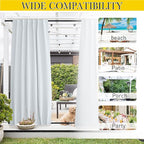 NICETOWN Blackout Outdoor Curtains for Patio Windproof 2 Panels Top & Bottom Pocket & Back Tab, Thermal Fixed Waterproof Safe Drapes Keep Privacy for Yard/Porch, Greyish White, W52 x L108