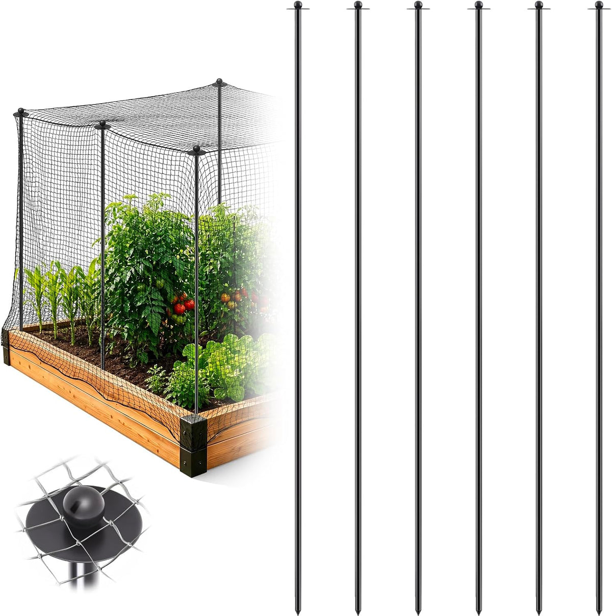 6 pack 72" metal garden stakes steel poles, main product view