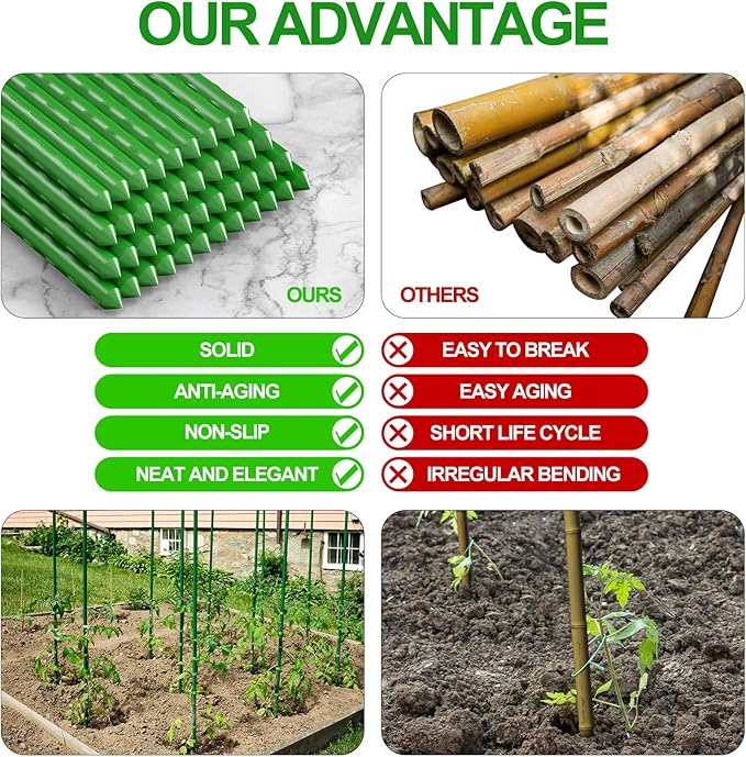 WAENLIR Garden Stakes 30 inch 2.5ft Sturdy Tomato Stakes, Plant Stakes for Outdoor Plants, Plant Support Sticks for Gardening, Pack of 30