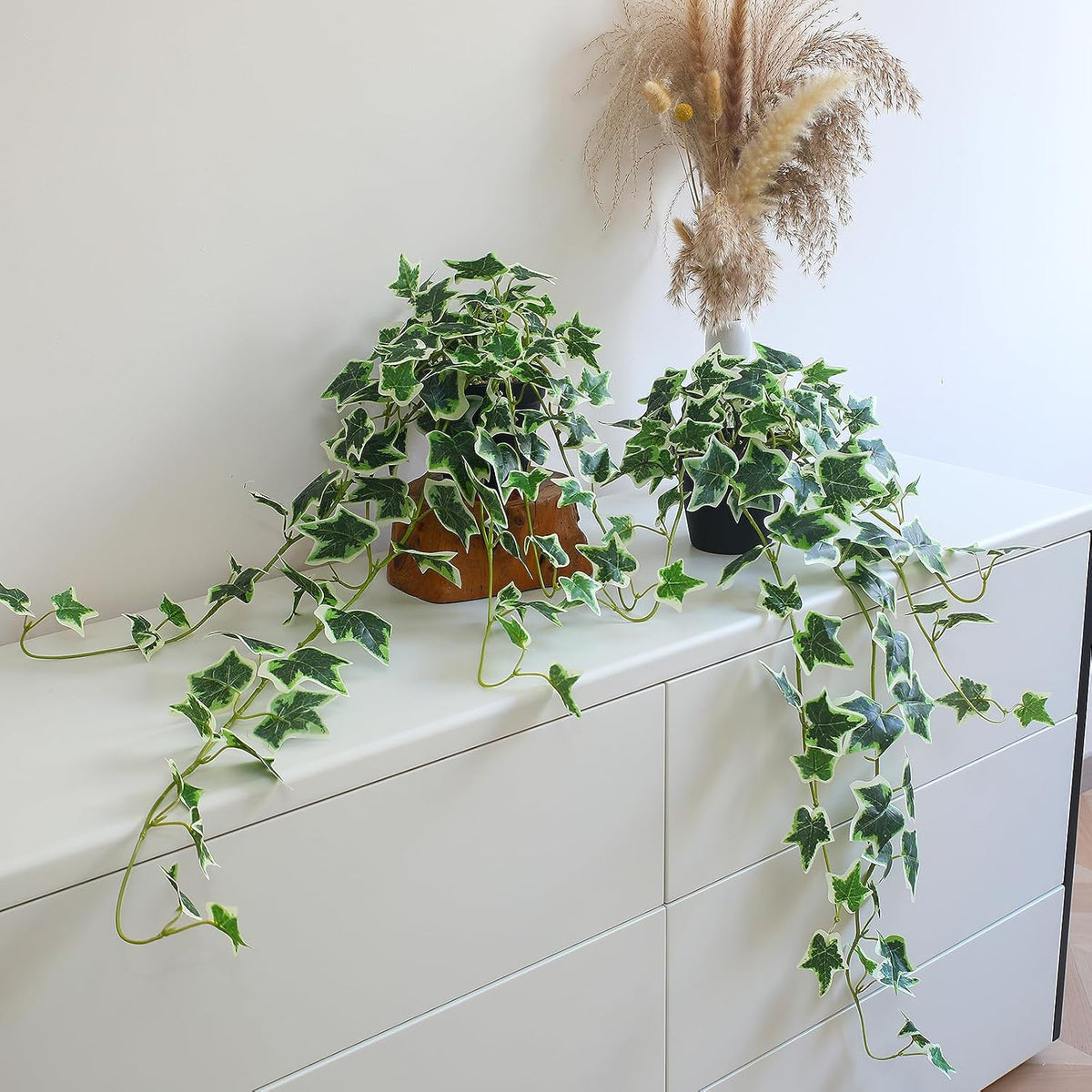 fake english ivy plants in pots set of, main product view