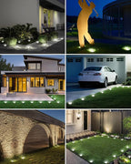 btfarm 6 Pack Solar Lights Outdoor, 8 LED Solar Ground Lights IP65 Waterproof Flat Solar Disc Light, Pathway Lights for Garden Lawn Patio Yard Path Landscape, Cool White