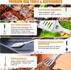 cifaisi 38pcs bbq tools grilling accessories set with showing dimensions