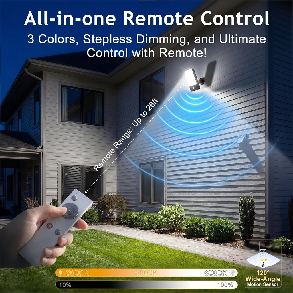 Rechargeable Motion Sensor Outdoor Wall Light, 10000mAh 1 Pack | 3 Modes 3 CCT Dimmable with Remote, IP65 Waterproof Security Lamp for Porch, Patio, Garage, Garden & Yard