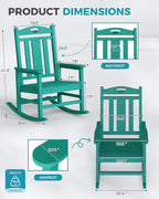 Ciokea Oversized Outdoor Rocking Chair, 380lbs Heavy-Duty Large Patio Rocker, Weather Resistant & Anti-Fade Porch Chair, High Back Cozy Rocking Chair for Outside, Fire Pit, Deck, Garden, Aruba Blue