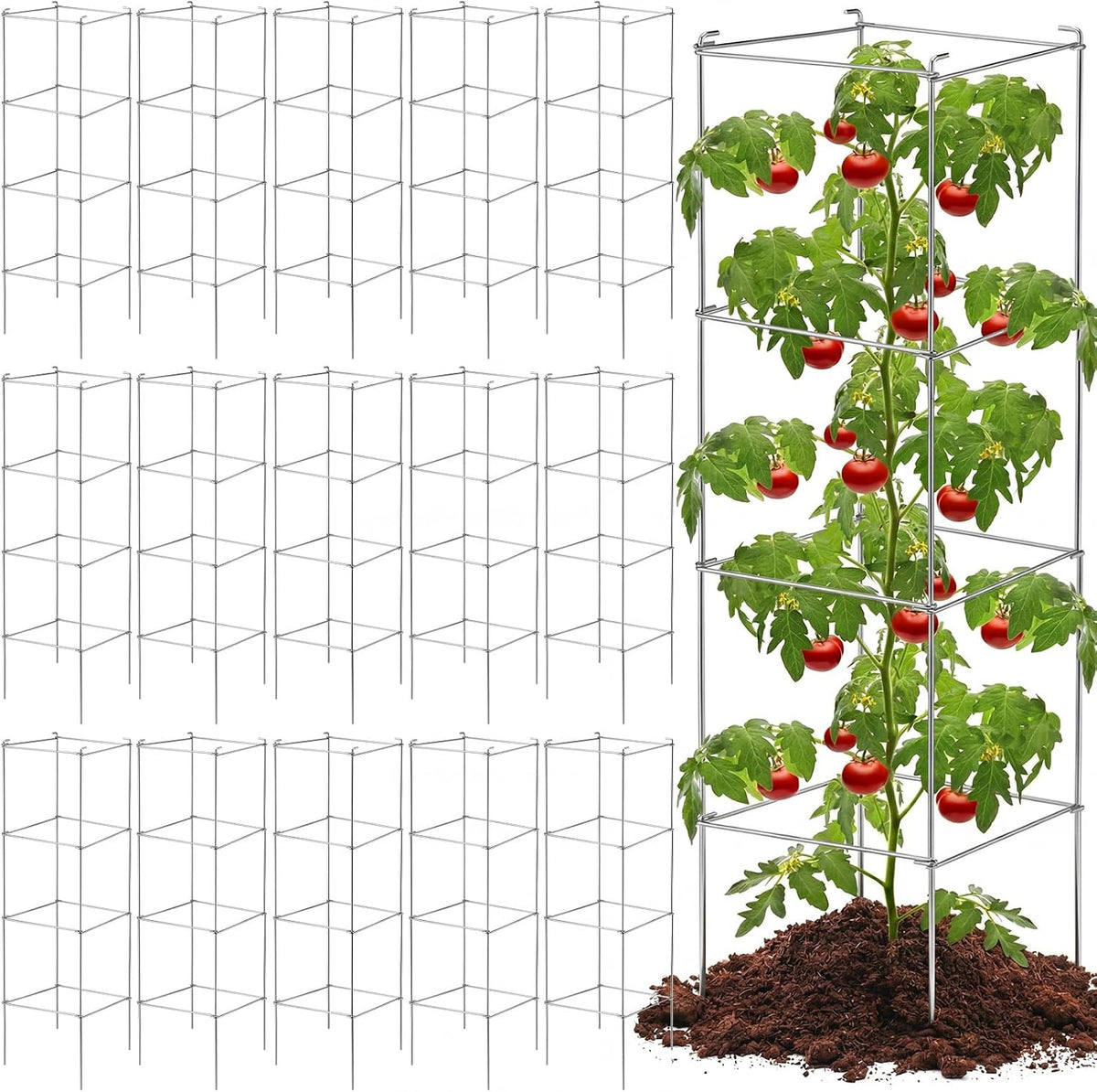 hicarer 16 pack square tomato cage heavy duty, main product view