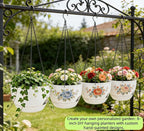 Set of 2-8 Inch Self Watering Hanging Planters for Indoor Outdoor，Hanging Plant Pots with Drainage & Removable Tray, Hanging Pots Holder for Ivy, Pothos, Ferns, Balcony & Patio, White