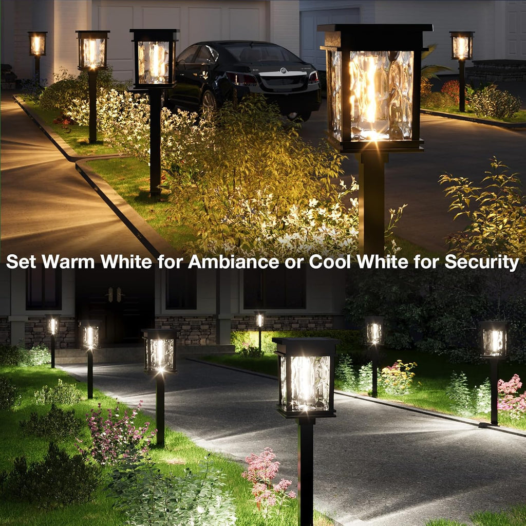 XMCOSY+ Solar Pathway Lights Outdoor, 6 Pack Solar Powered Garden Lights | 50 Lumens Adjustable Brightness, 2700K/4500K Color Dual-Temperatures, Auto On/Off IP65 for Lawn Walkway Landscape Lighting