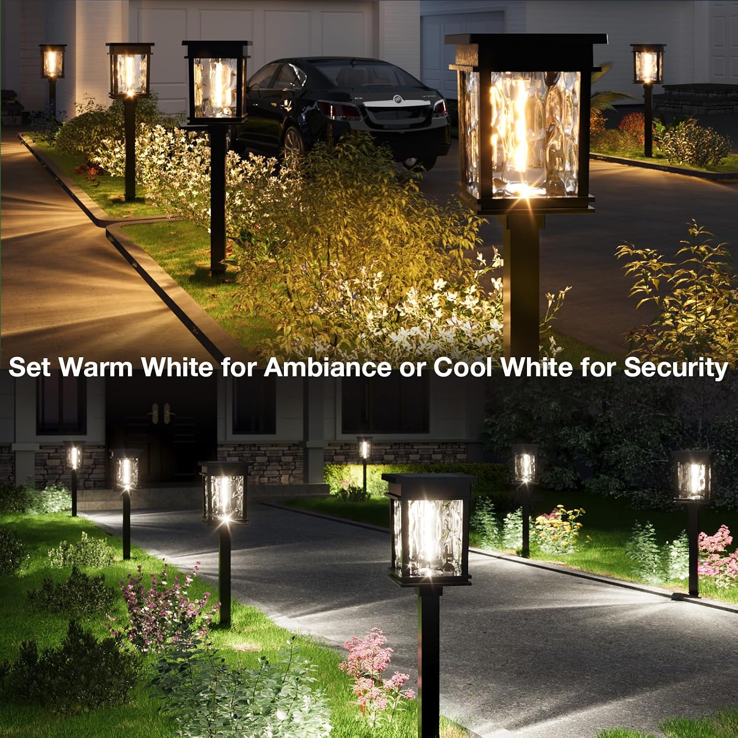 XMCOSY+ Solar Pathway Lights Outdoor, 6 Pack Solar Powered Garden Lights | 50 Lumens Adjustable Brightness, 2700K/4500K Color Dual-Temperatures, Auto On/Off IP65 for Lawn Walkway Landscape Lighting