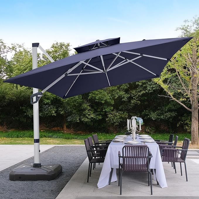 ABCCANOPY Patio Umbrella Cantilever Double Top Outdoor Offset Umbrella with 360° Rotation